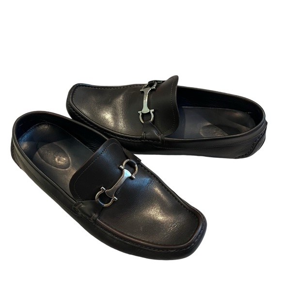 SALVATORE FERRAGAMO Plum Leather Driving Shoes Sz 8.5 EE, RETAIL $560 - Picture 4 of 14